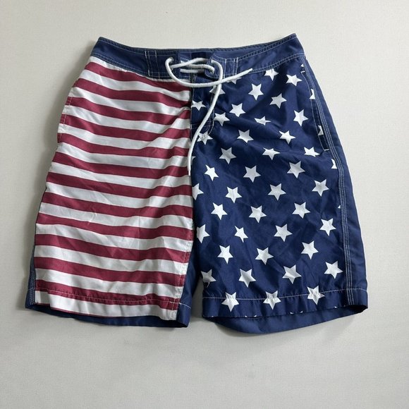 Gap Board Shorts Mens Size Small Mesh Lining‎ Stars and Stripes Swim Beach Blue - Picture 1 of 5